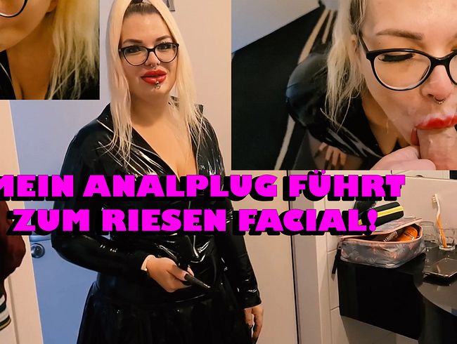 Mein Analplug führt zum Riesen Facial!