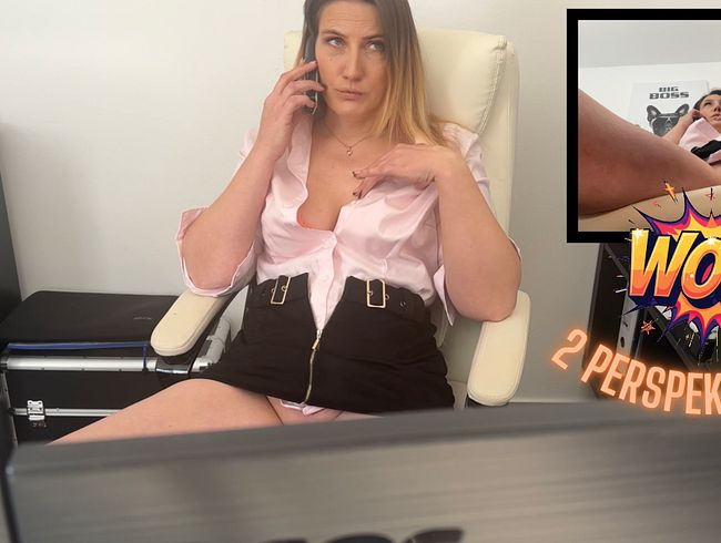 Durch und durch eine Office Schlampe! Beim telefonieren selbst besorgt! Ich brauch einen Schwanz!