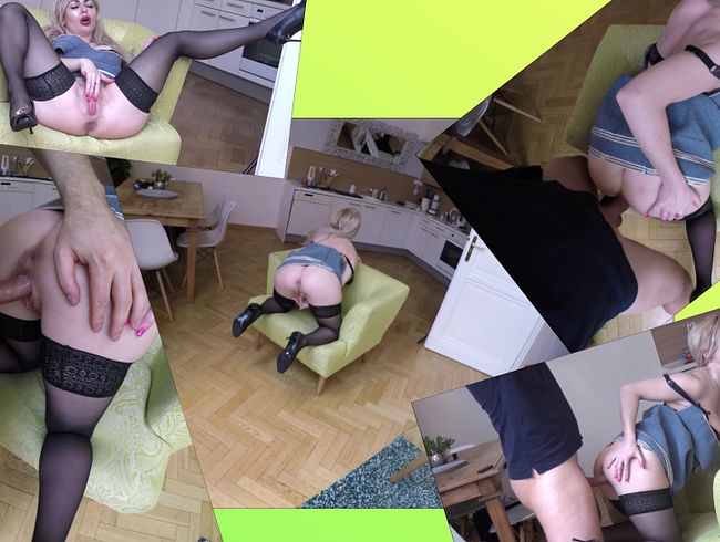 Sexy Girl mit großen Titten u geilem Arsch masturbiert, bläst u wird ao gefickt.