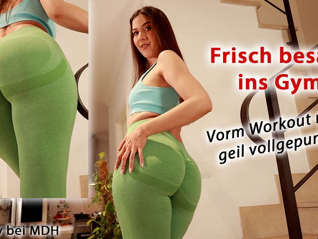 Frisch besamt ins Gym! Vorm Workout noch geil vollgepumpt!!