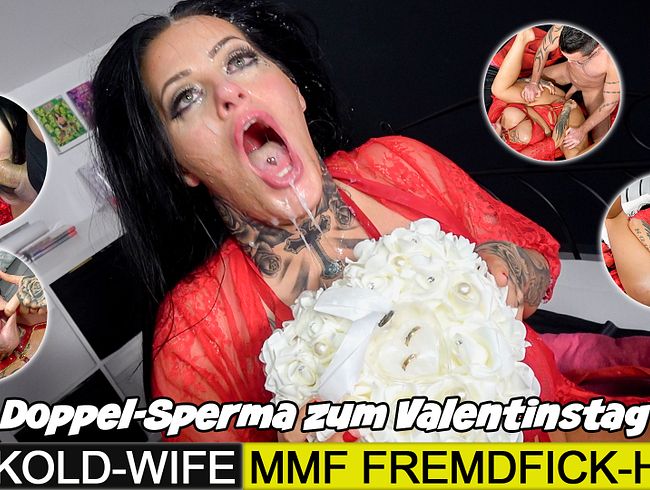 CUCKOLD-WIFE MMF Fremdfick-Hure, Doppel-Sperma zum Valentinstag