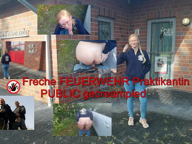Unschuldige Feuerwehr Praktikantin public gecreampied