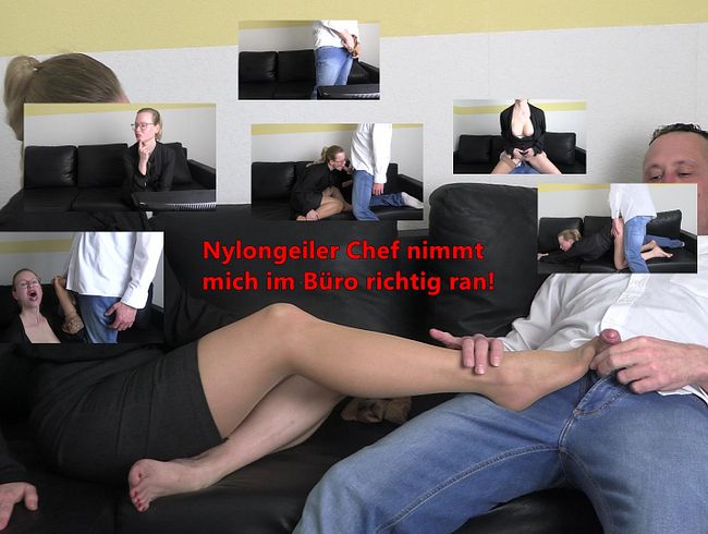 Nylongeiler Chef nimmt mich im Büro richtig ran!