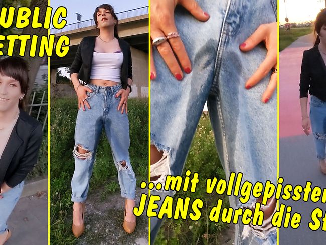 Public Wetting! Mit vollgepisster Jeans durch die Stadt!!