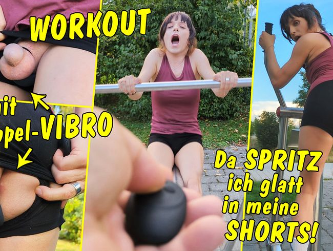 Outdoor Workout mit Vibrator für Arsch und Schwanz! Da spritz ich glatt in meine Shorts!