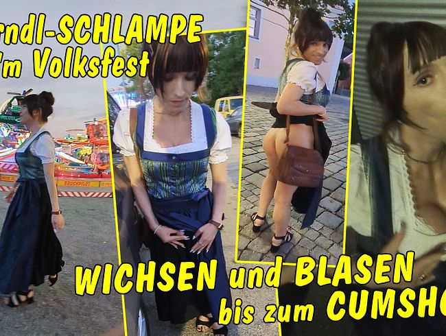 Dirndl-Schlampe geht aufs Volksfest!! Da wird gewichst, geblasen und aufs Dekollette gespritzt!!