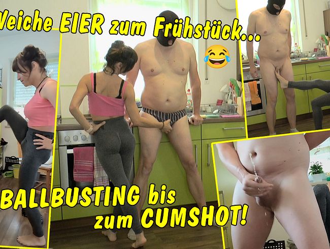 Weiche Eier zum Frühstück... Ballbusting bis zum Cumshot!