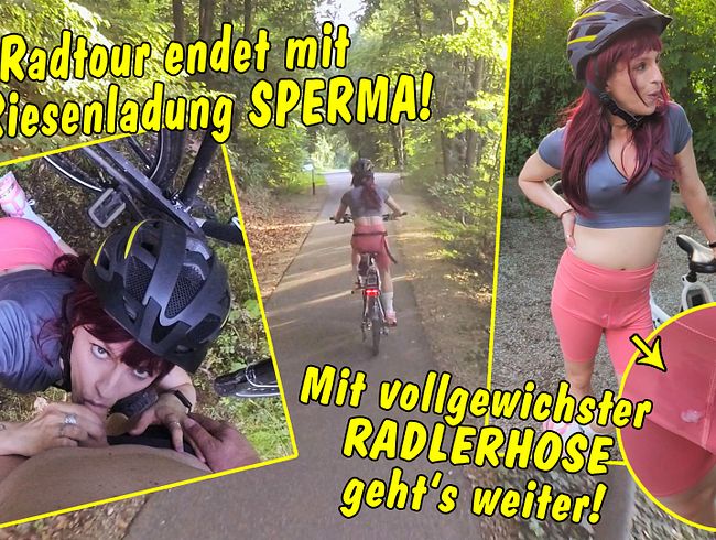 Radtour endet mit Riesenladung Sperma! Mit vollgewichster Radlerhose geht die Tour weiter!