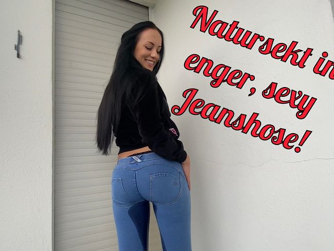 Natursekt in enger, sexy Jeanshose!
