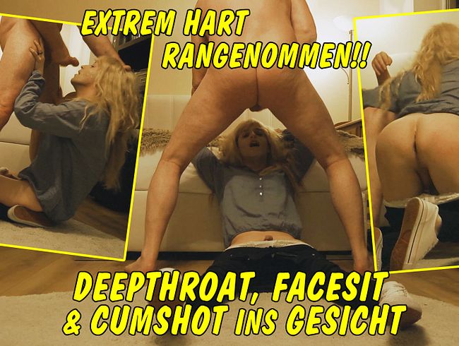 Extrem hart rangenommen! Kerl fickt mich hart in den Mund und spritzt mir ins Gesicht!